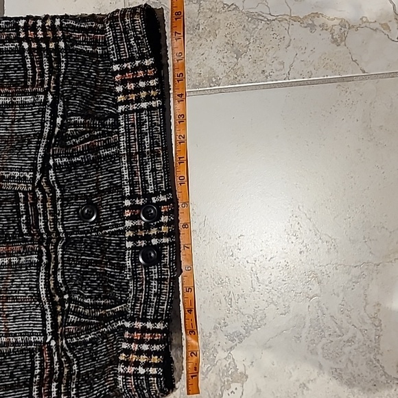 Free People tweed cropped jacket . Black and white with orange and mustard plaid - Picture 8 of 10